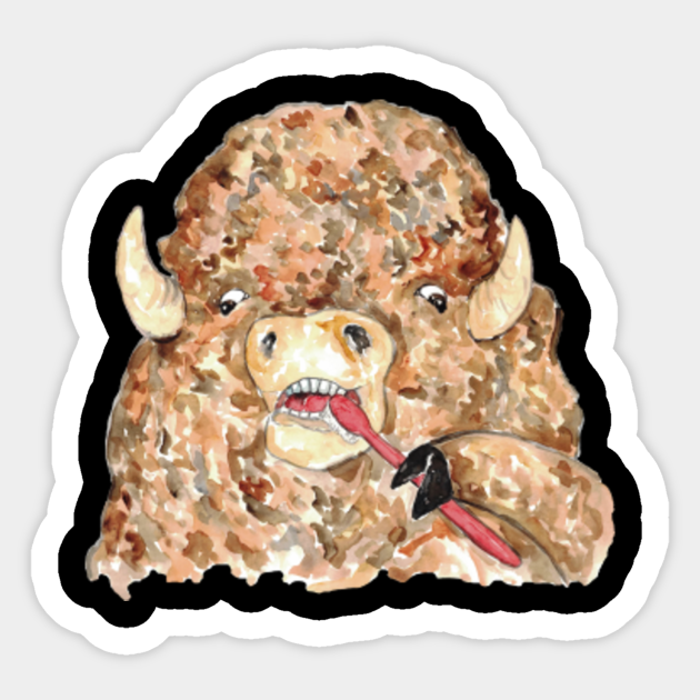 Buffalo Brushing Teeth Bath Watercolor Buffalo Brushing Teeth Bath 